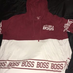A Maroon and white shirt
